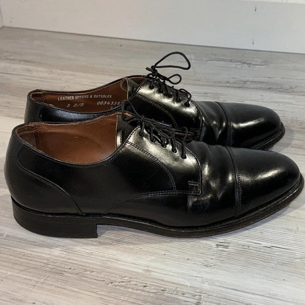 Nordstrom Sz US‎ 8 Black Leather Cap Toe Oxford Mens Shoes Made In USA